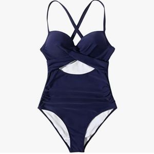 Suuksess women's cut out swimsuit navy blue in size L